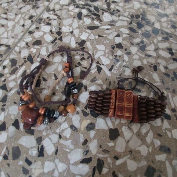 Boho Wood Brown beaded bracelet bundle - Picture 1 of 4
